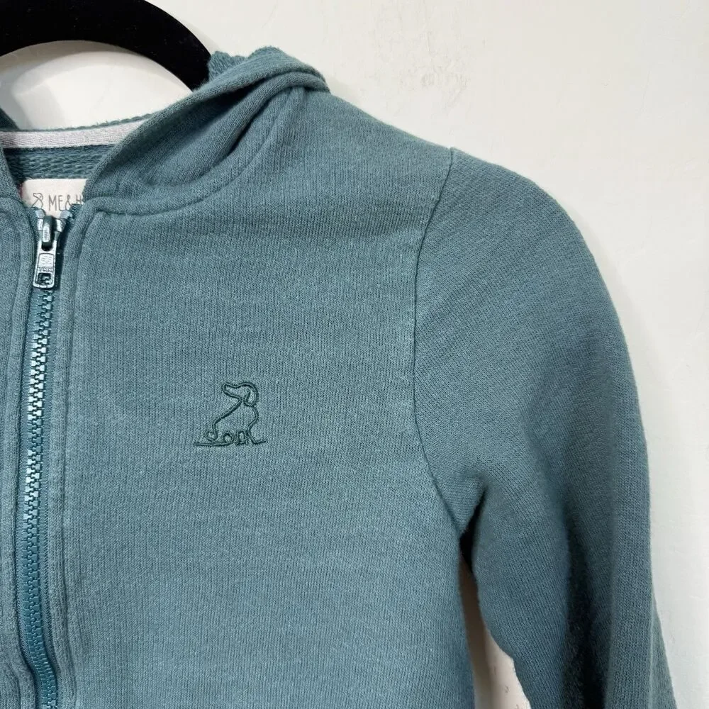 Me & Henry Kids 6/7 Years Teal Blue Dog Logo Zip Up Hoodie Jacket Outdoor Play